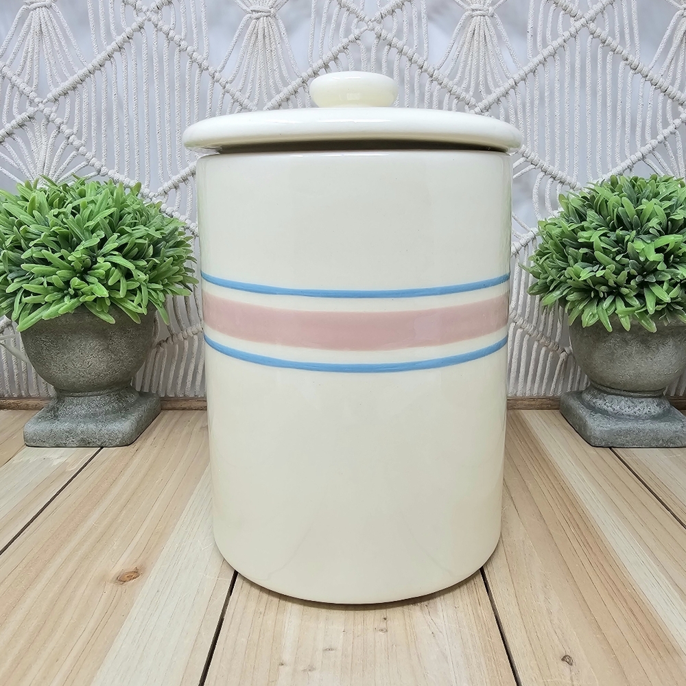 McCoy Pink & Blue Stripes 4009 Canister & Lid